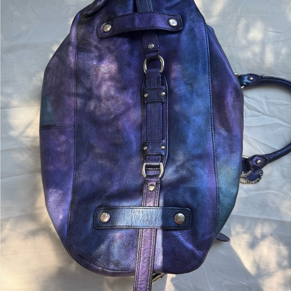 👀 Coach Iridescent Blue and Purple Ashley Satchel UPCYCLED OOAK EUC - Picture 4 of 11